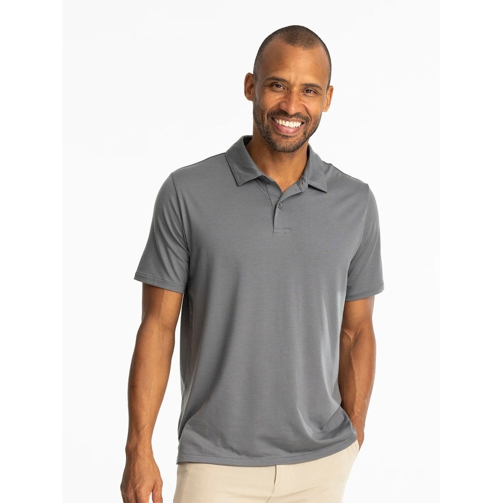 Free Fly Gray Stretch Lightweight Elevate Classic Athleisure Polo Shirt Size M